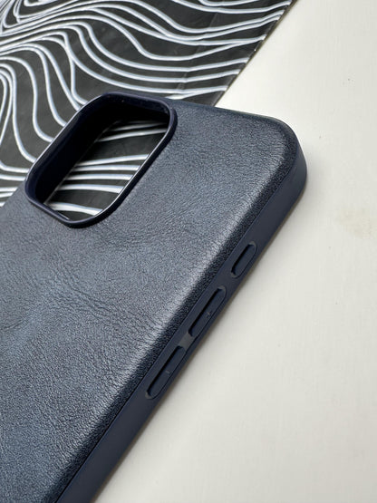 HDD Dark Blue Genuine Leather Case For iPhone
