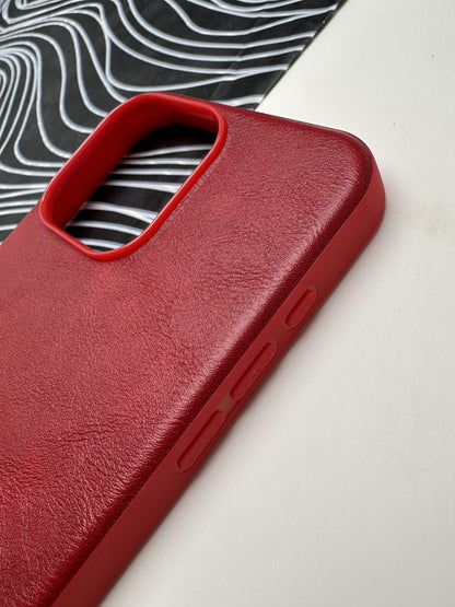 HDD Red Genuine Leather Case For iPhone
