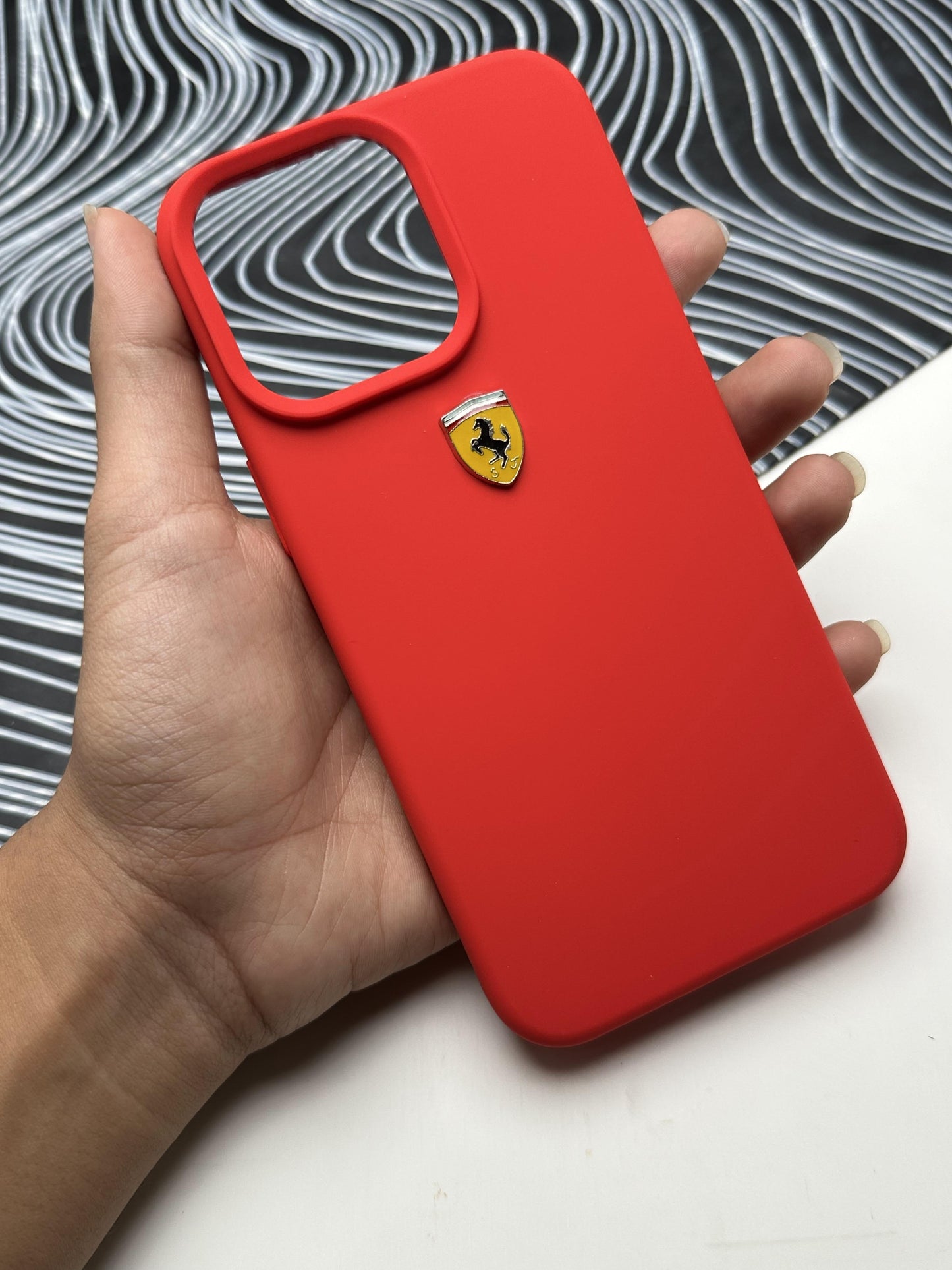 Ferrari Red Silicone Velvet Touch Case For iPhone