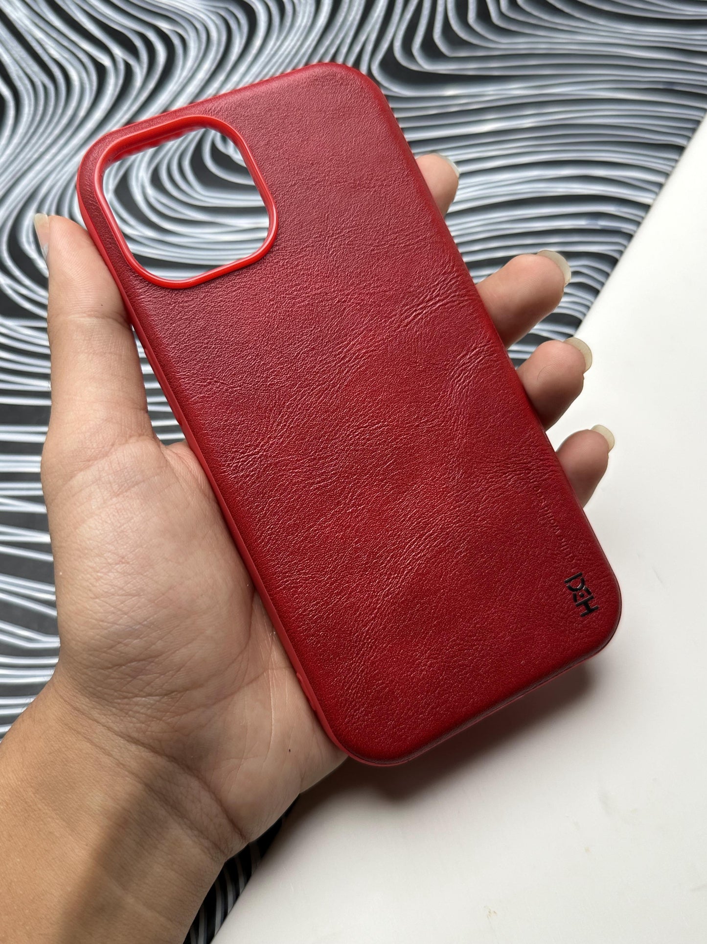 HDD Red Genuine Leather Case For iPhone