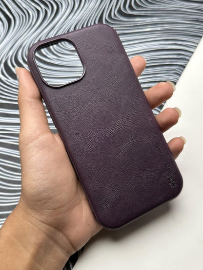 HDD Deep Purple Genuine Leather Case For iPhone