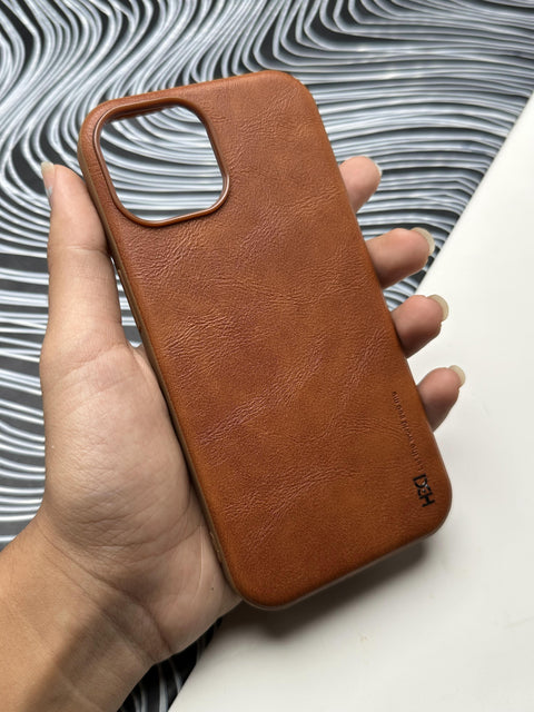 HDD Brown Genuine Leather Case For iPhone