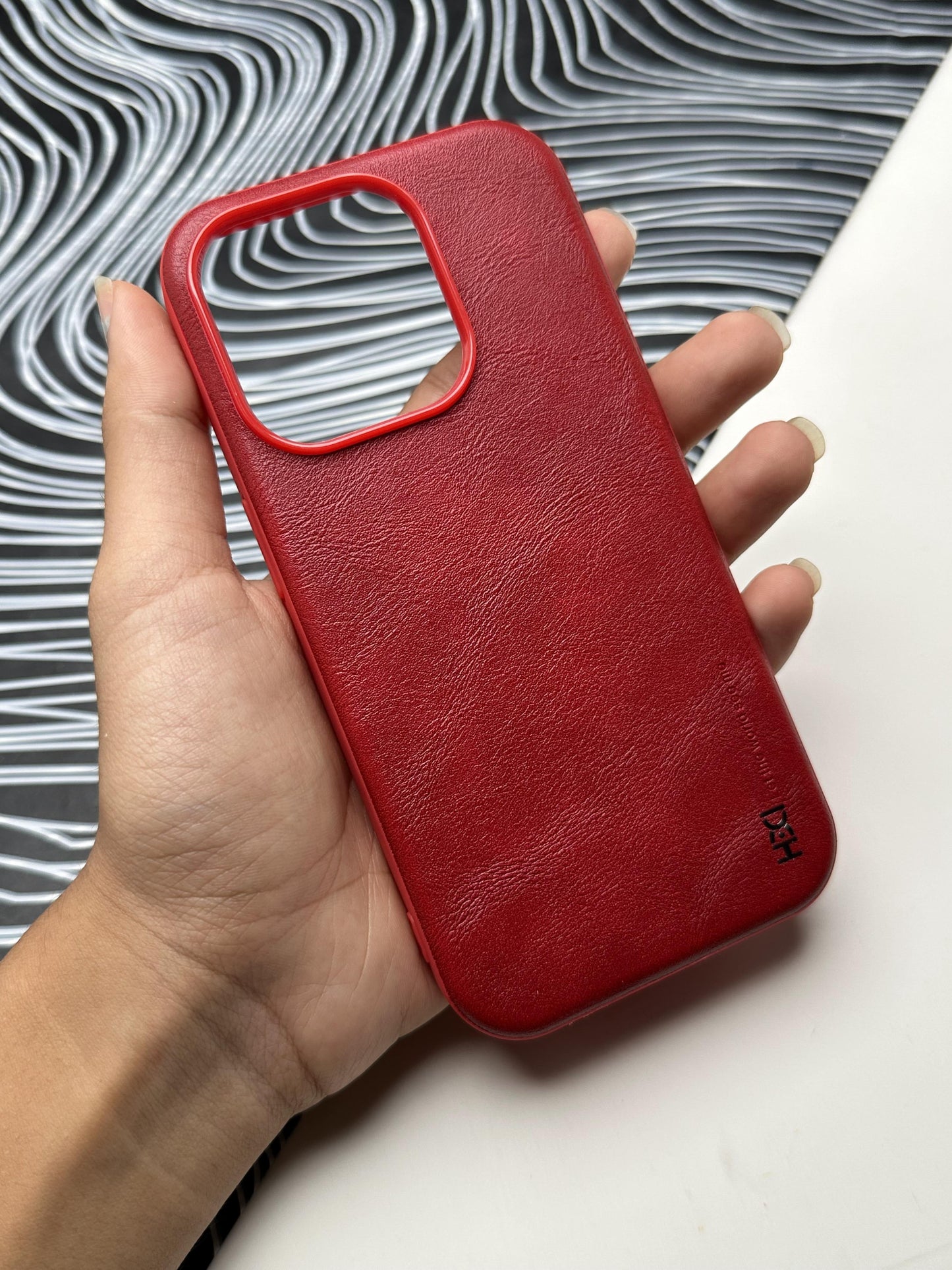 HDD Red Genuine Leather Case For iPhone