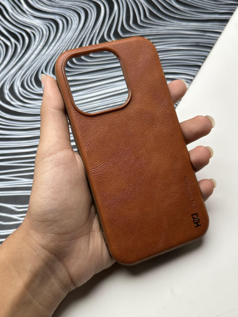 HDD Brown Genuine Leather Case For iPhone
