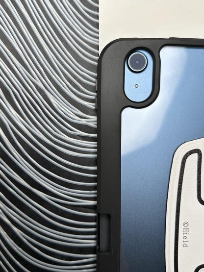 White Leather Dotted Line Case With Stand for iPad