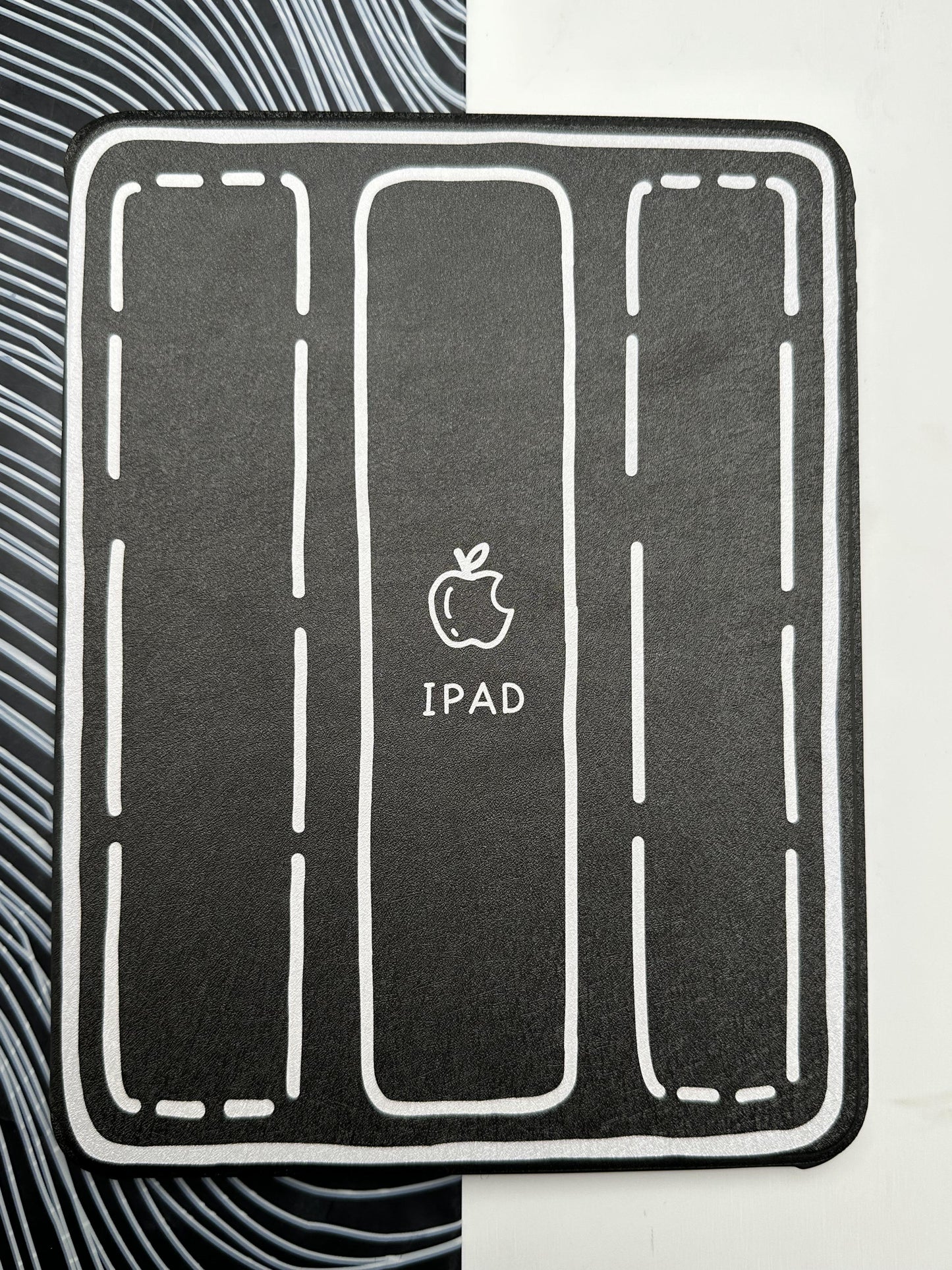 Black Leather Dotted Line Case With Stand for iPad