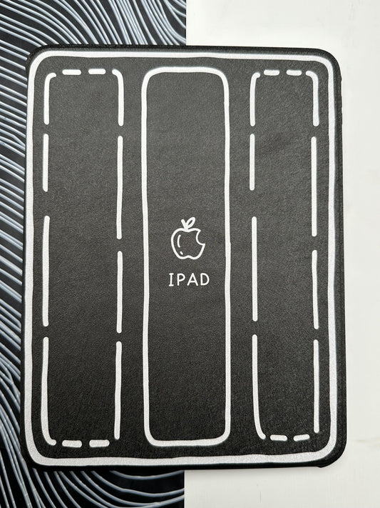 Black Leather Dotted Line Case With Stand for iPad
