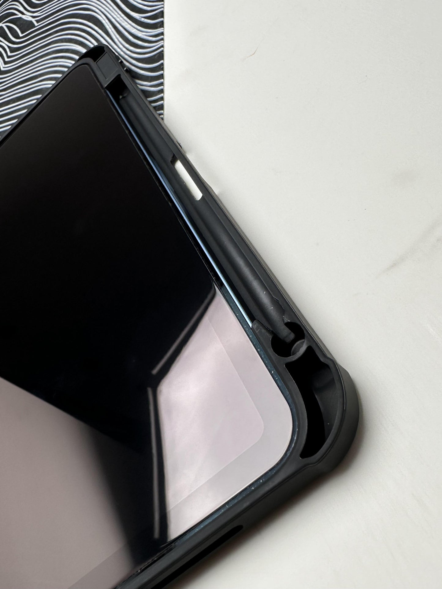 Black Leather Dotted Line Case With Stand for iPad