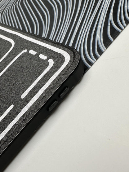 Black Leather Dotted Line Case With Stand for iPad