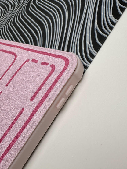 Pink Leather Dotted Line Case With Stand for iPad