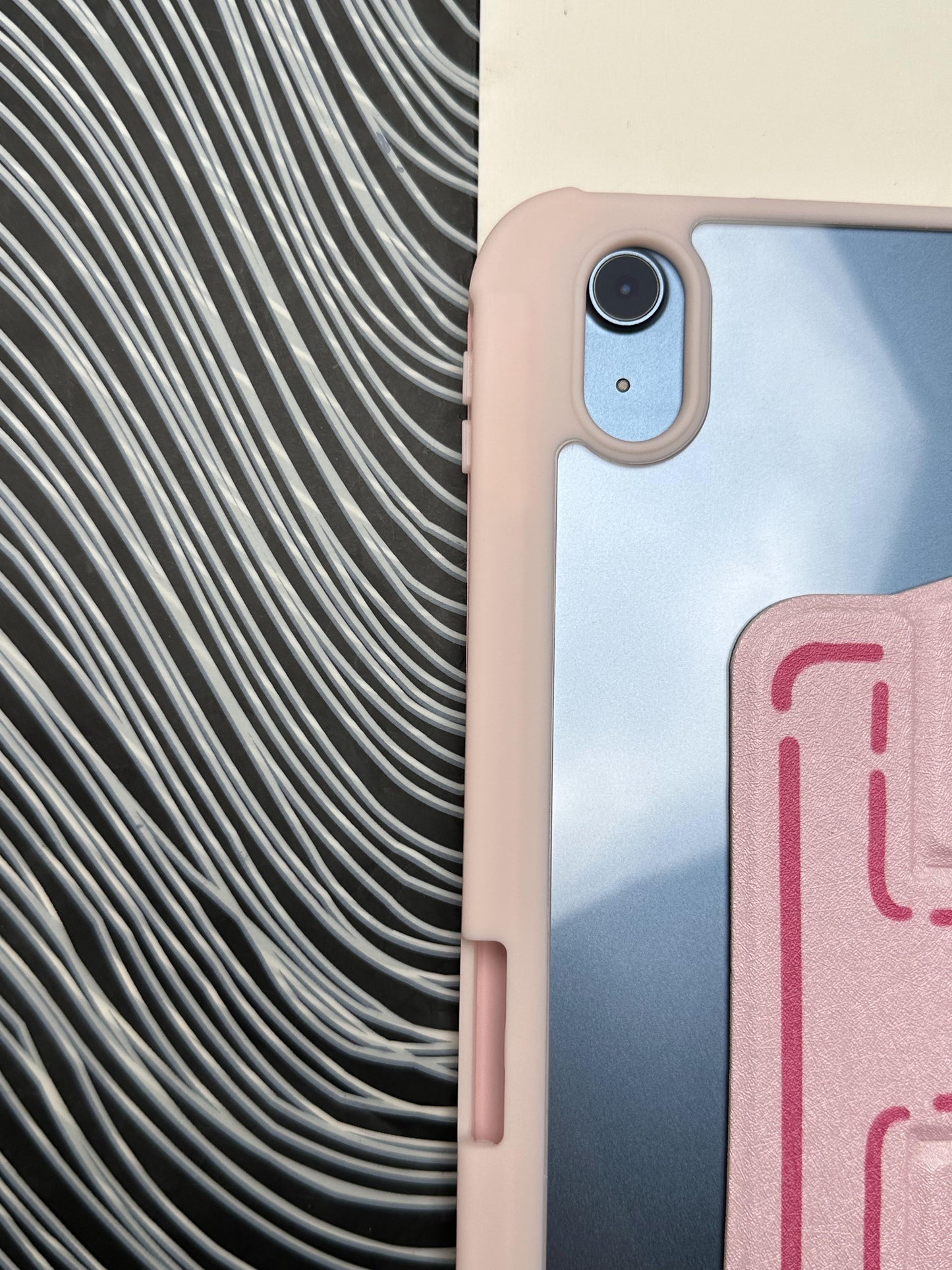 Pink Leather Dotted Line Case With Stand for iPad