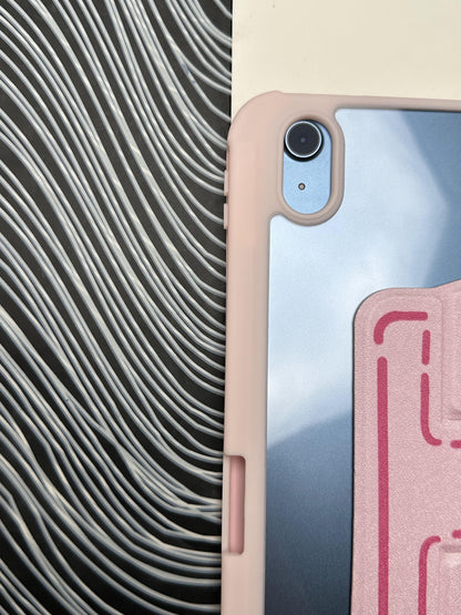 Pink Leather Dotted Line Case With Stand for iPad