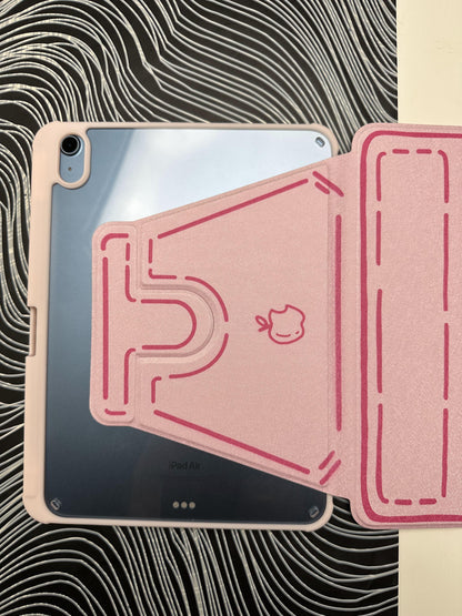 Pink Leather Dotted Line Case With Stand for iPad