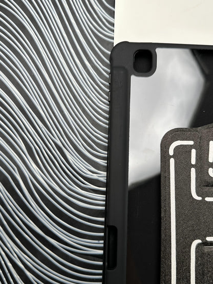 Black Leather Dotted Line Case With Stand for iPad