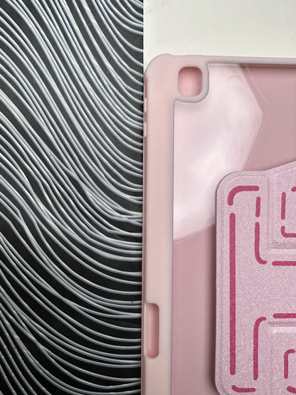 Pink Leather Dotted Line Case With Stand for iPad