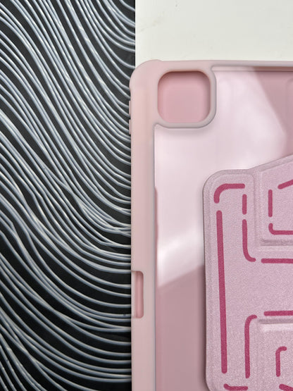 Pink Leather Dotted Line Case With Stand for iPad