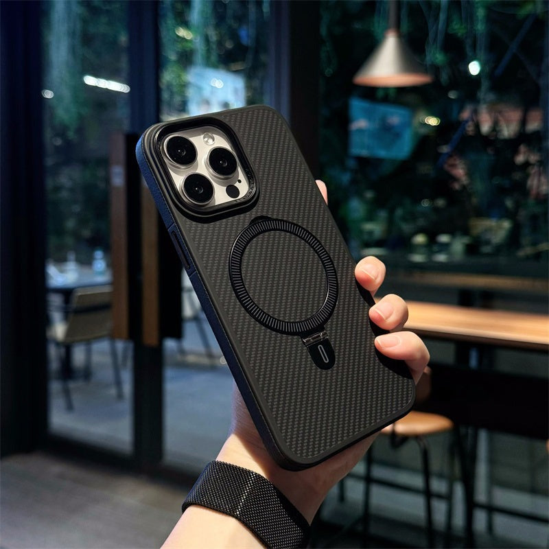 KEVLAR Rugged Carbon Fiber Ring Bracket Case for iPhone