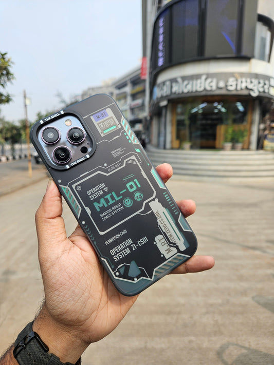 The SHELL MIL-01 Black Printed case for iPhone