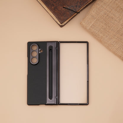 Leather Case with Electroplating S Pen, Kickstand & Hinge Protection for Samsung Galaxy Z Fold7