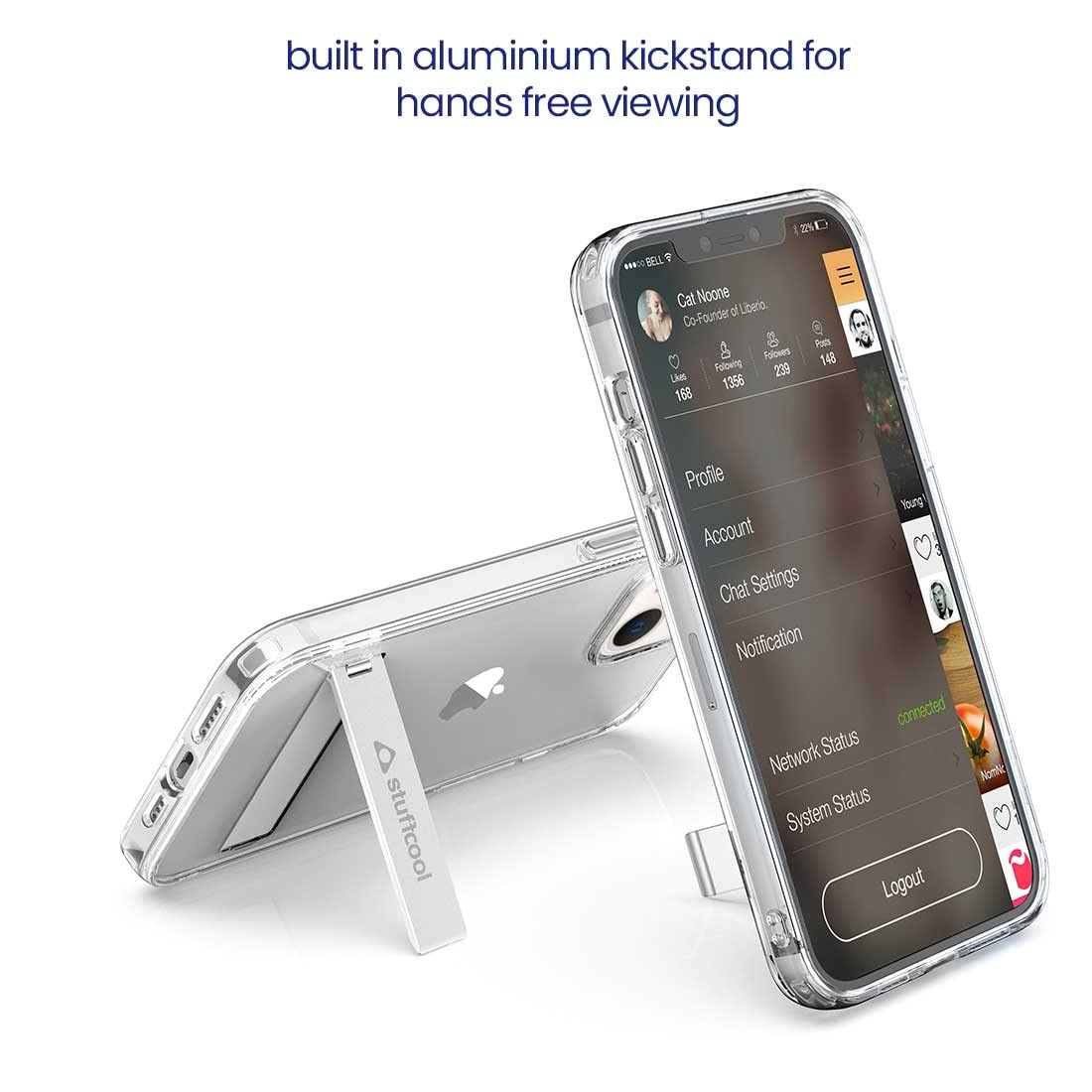Stuffcool Clairstand Back Case with Aluminum Kickstand for Apple iPhone