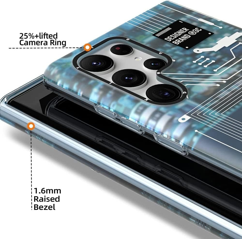 YOUNGKIT Grey Futuristic Circuit Board Magnetic Case for Galaxy S25 Ultra