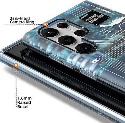 YOUNGKIT Grey Futuristic Circuit Board Magnetic Case for Galaxy S25 Ultra