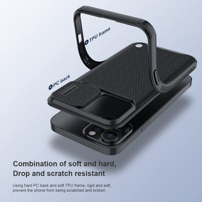 Nillkin Textured Pro Camshield Camera Slider Nylon Fiber Tough & Durable PC + TPU Material Luxury Protect Black case for iPhone
