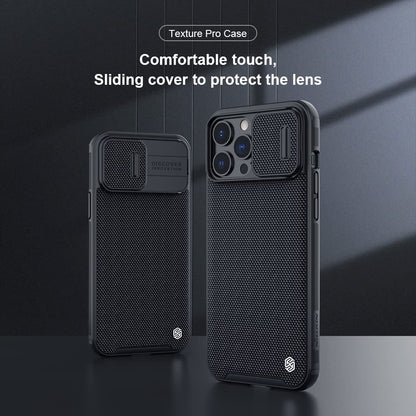Nillkin Textured Pro Camshield Camera Slider Nylon Fiber Tough & Durable PC + TPU Material Luxury Protect Black case for iPhone