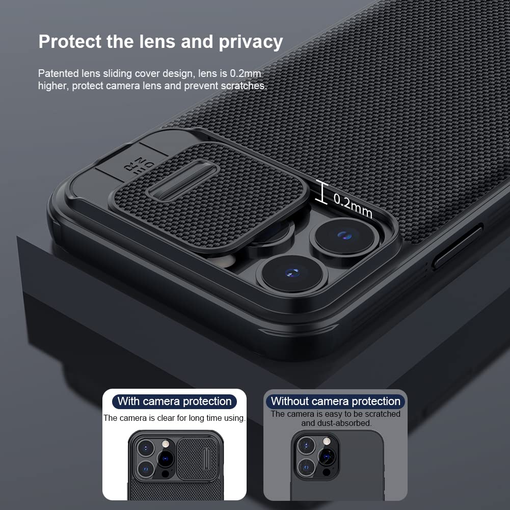Nillkin Textured Pro Camshield Camera Slider Nylon Fiber Tough & Durable PC + TPU Material Luxury Protect Black case for iPhone
