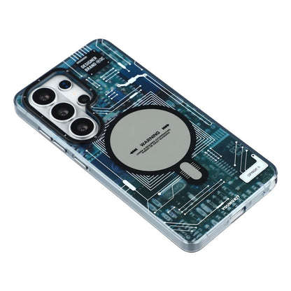 YOUNGKIT Blue Futuristic Circuit Board Magnetic Case for Galaxy S25 Ultra