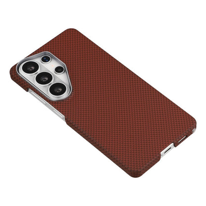 X-LEVEL Red Magnetic Case Carbon Nanofiber + Metal Lens Frame Phone Case For Samsung Galaxy S26 Ultra