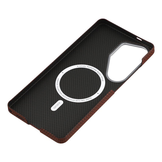 X-LEVEL Red Magnetic Case Carbon Nanofiber + Metal Lens Frame Phone Case For Samsung Galaxy S26 Ultra