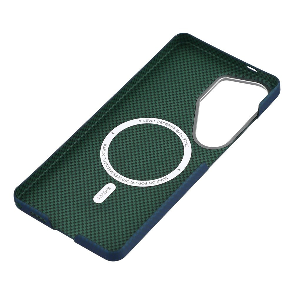 X-LEVEL Blue Magnetic Case Carbon Nanofiber + Metal Lens Frame Phone Case For Samsung Galaxy S26 Ultra