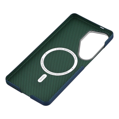 X-LEVEL Blue Magnetic Case Carbon Nanofiber + Metal Lens Frame Phone Case For Samsung Galaxy S26 Ultra