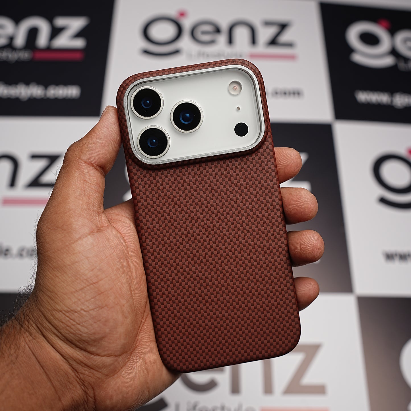 Brown 0.8mm Ultra Slim Carbon Fiber Magnetic Cover with MagSafe for iPhone