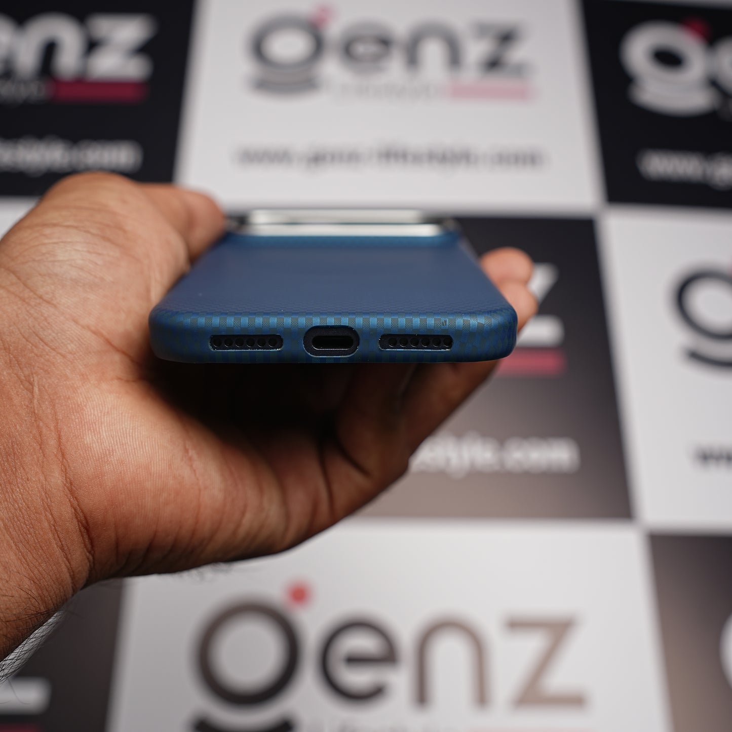 Blue 0.8mm Ultra Slim Carbon Fiber Magnetic Cover with MagSafe for iPhone