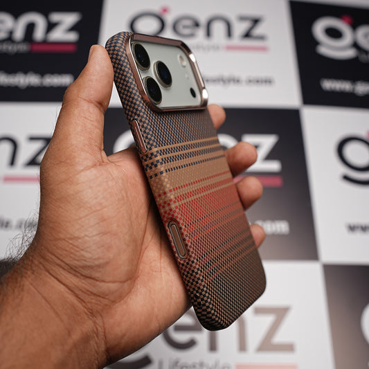 Luxo Life+ Brown Stripes Carbon Fiber MagSafe Case for iPhone