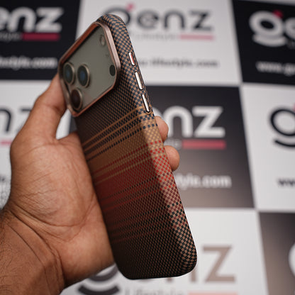 Luxo Life+ Brown Stripes Carbon Fiber MagSafe Case for iPhone