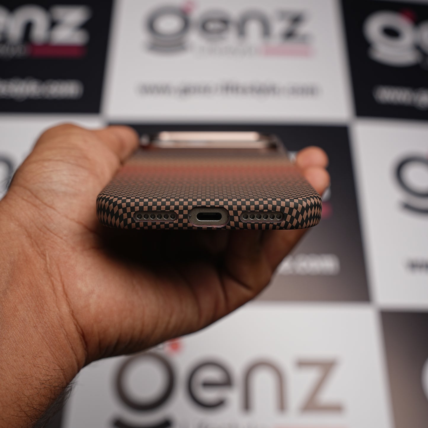 Luxo Life+ Brown Stripes Carbon Fiber MagSafe Case for iPhone