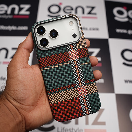 Luxo Life+ Checks Carbon Fiber MagSafe Case for iPhone