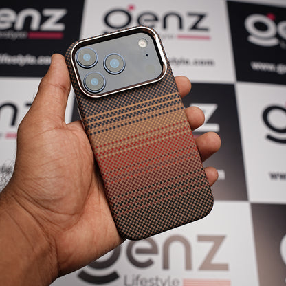 Luxo Life+ Brown Stripes Carbon Fiber MagSafe Case for iPhone