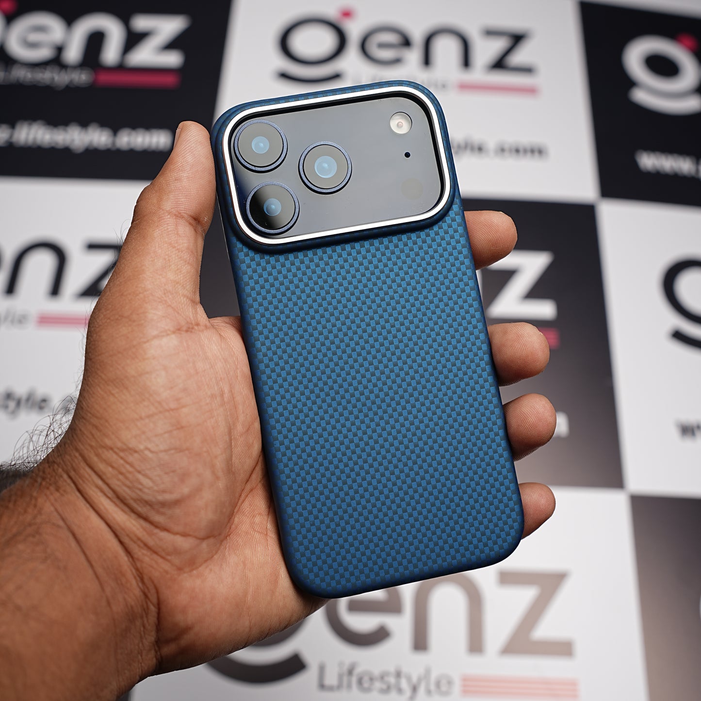 Blue 0.8mm Ultra Slim Carbon Fiber Magnetic Cover with MagSafe for iPhone