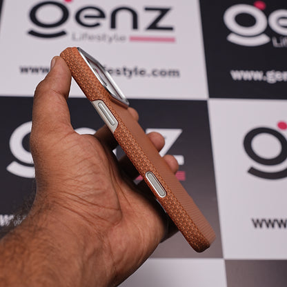 Orange 0.8mm Ultra Slim Carbon Fiber Magnetic Cover with MagSafe for iPhone