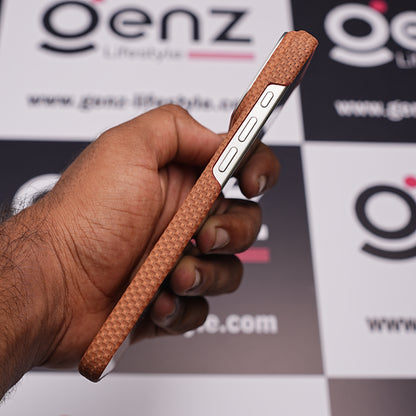 Orange 0.8mm Ultra Slim Carbon Fiber Magnetic Cover with MagSafe for iPhone