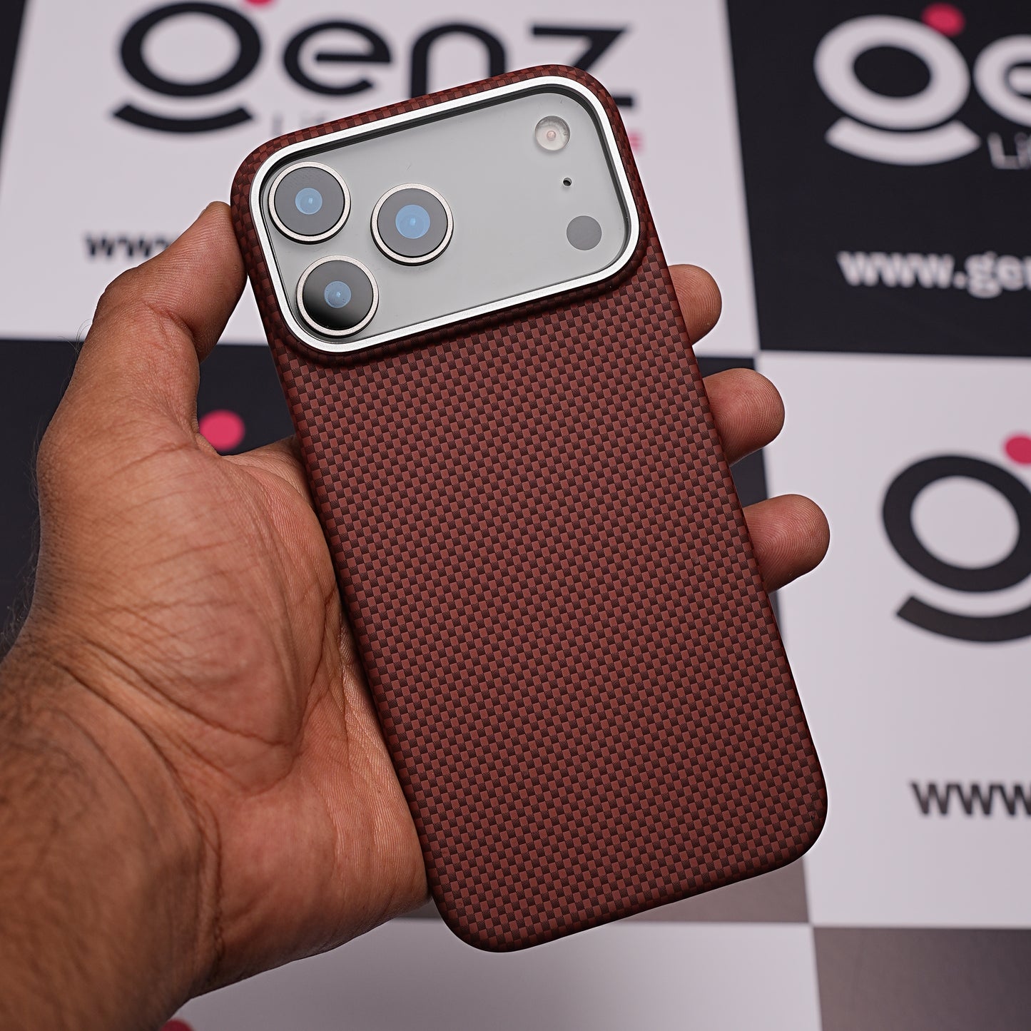 Brown 0.8mm Ultra Slim Carbon Fiber Magnetic Cover with MagSafe for iPhone