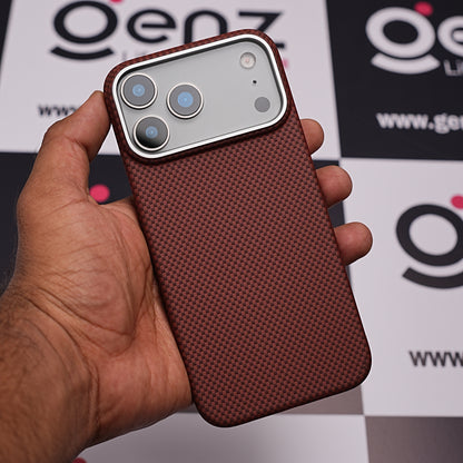 Brown 0.8mm Ultra Slim Carbon Fiber Magnetic Cover with MagSafe for iPhone