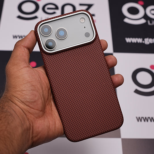 Brown 0.8mm Ultra Slim Carbon Fiber Magnetic Cover with MagSafe for iPhone