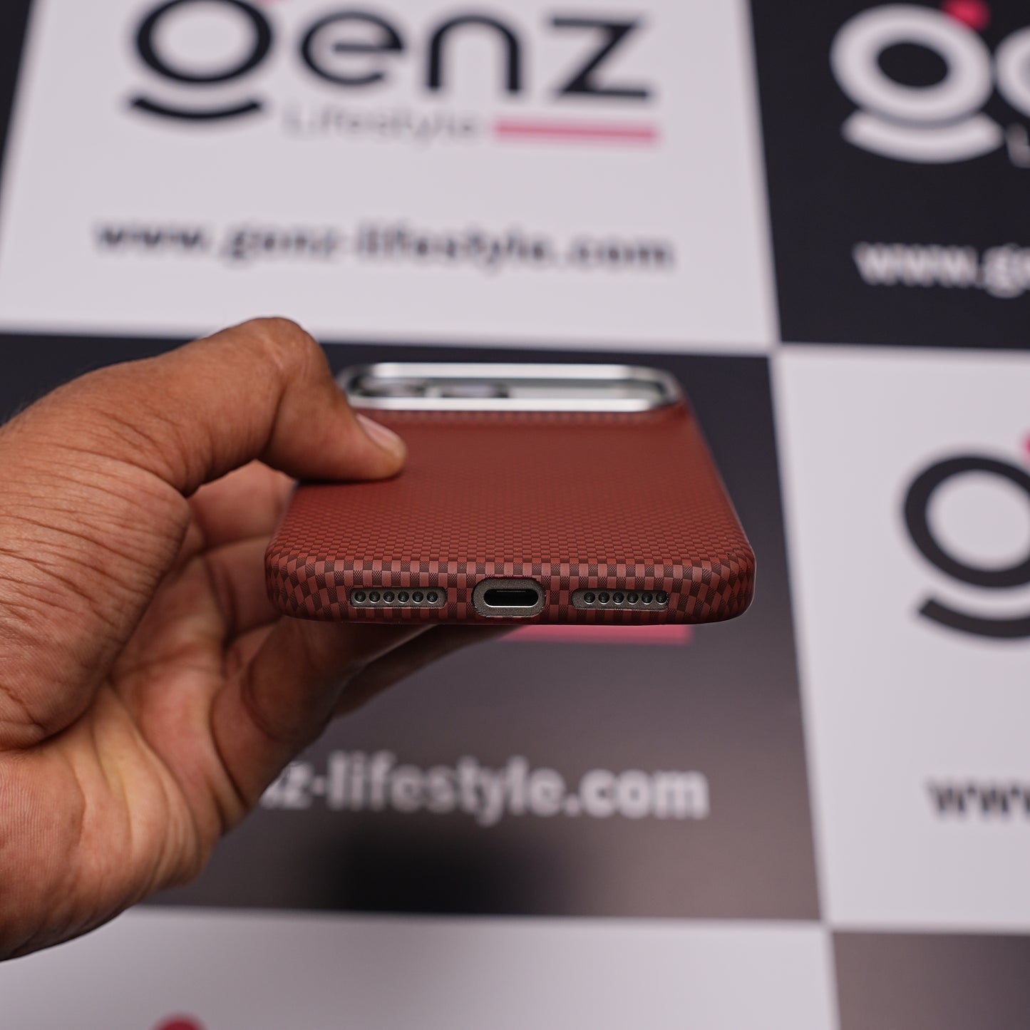 Brown 0.8mm Ultra Slim Carbon Fiber Magnetic Cover with MagSafe for iPhone