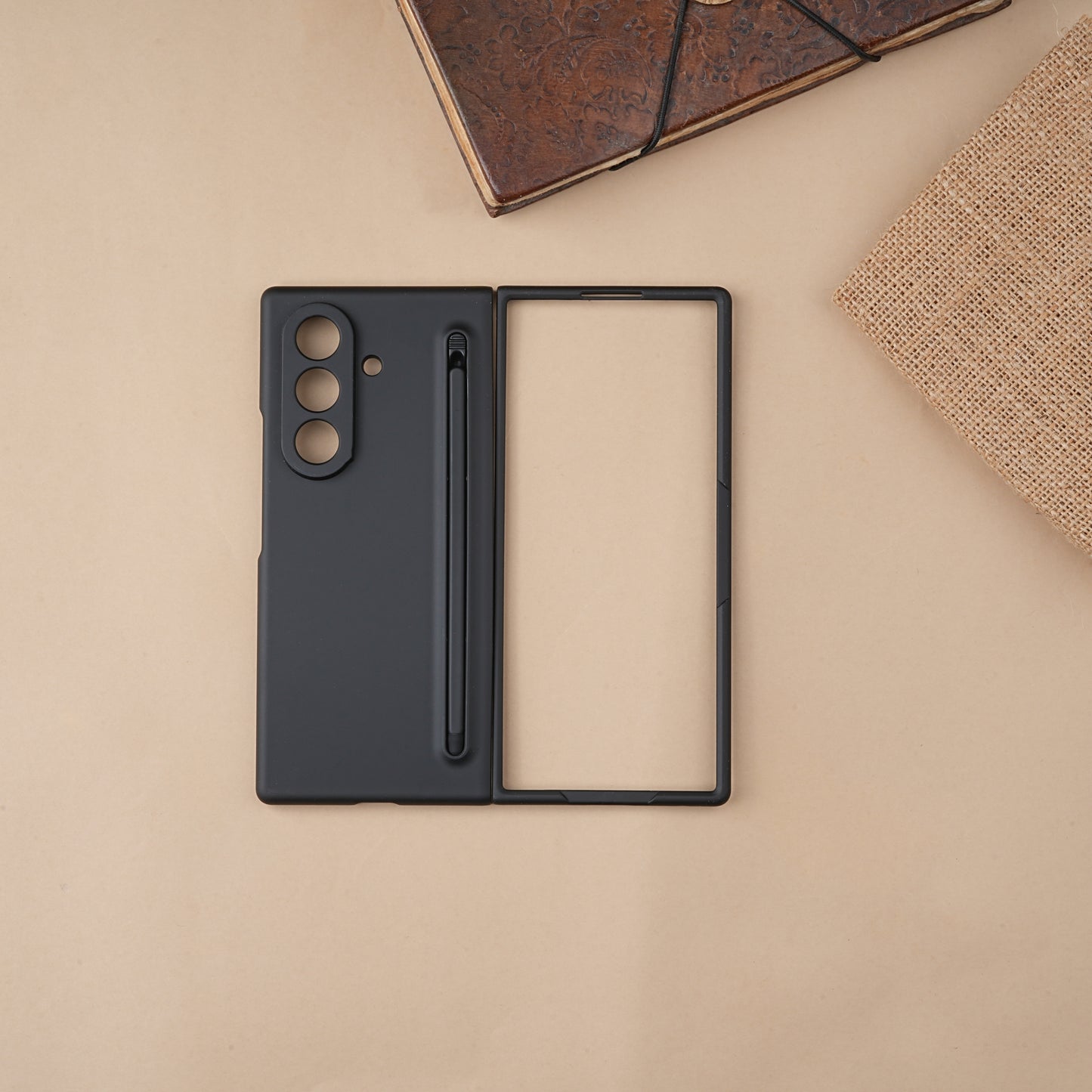 Black S-Pen Matte Silicone case for Samsung Galaxy Z Fold7