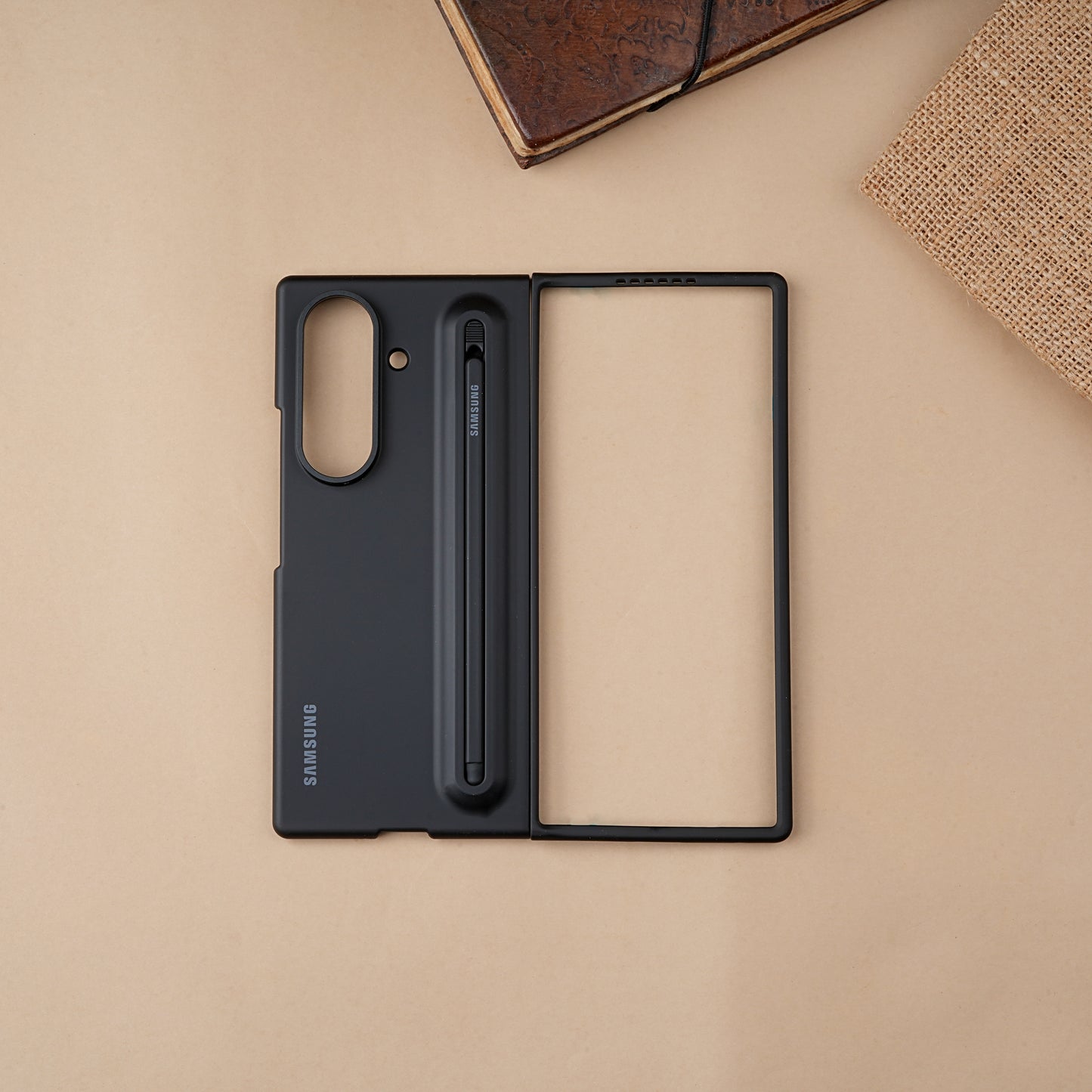 Black S-Pen Skin feel Silicone case for Samsung Galaxy Z Fold7